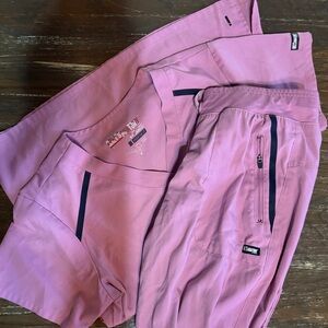 Greys anatomy Pink Scrub Set with Black Details